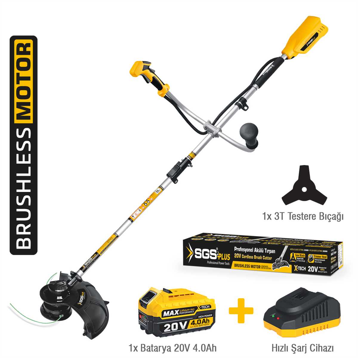 SGS5335 AKÜLÜ TIRPAN SETİ 20 V 1X4.0 AH (KÖMÜRSÜZ MOTOR)